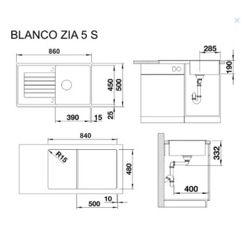 Virtuves izlietne Blanco Zia 5 Silgranīta, 86x50 cm, kafijas krāsā 520519