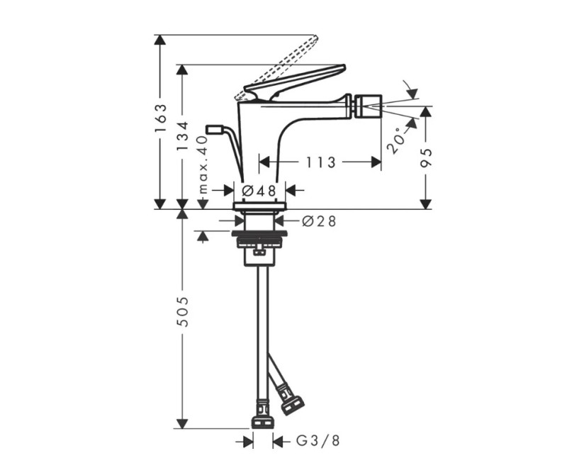 Bidē maisītājs AXOR Citterio C, birstēta bronza 49210140