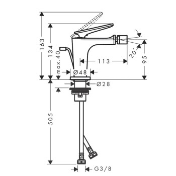 Bidē maisītājs AXOR Citterio C birstēts melns hroms 49210340
