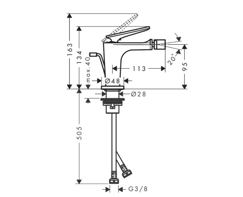 Bidē maisītājs AXOR Citterio C birstēts melns hroms 49210340