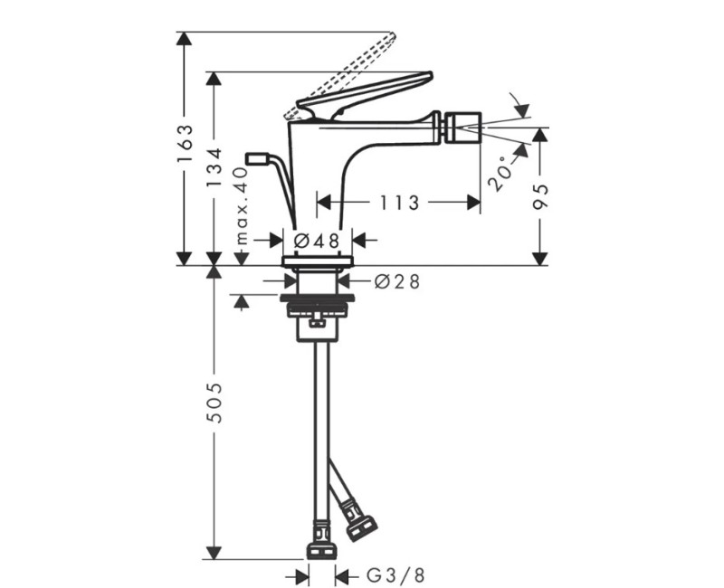 Bidē maisītājs AXOR Citterio C, birstēts melns hroms 49211340
