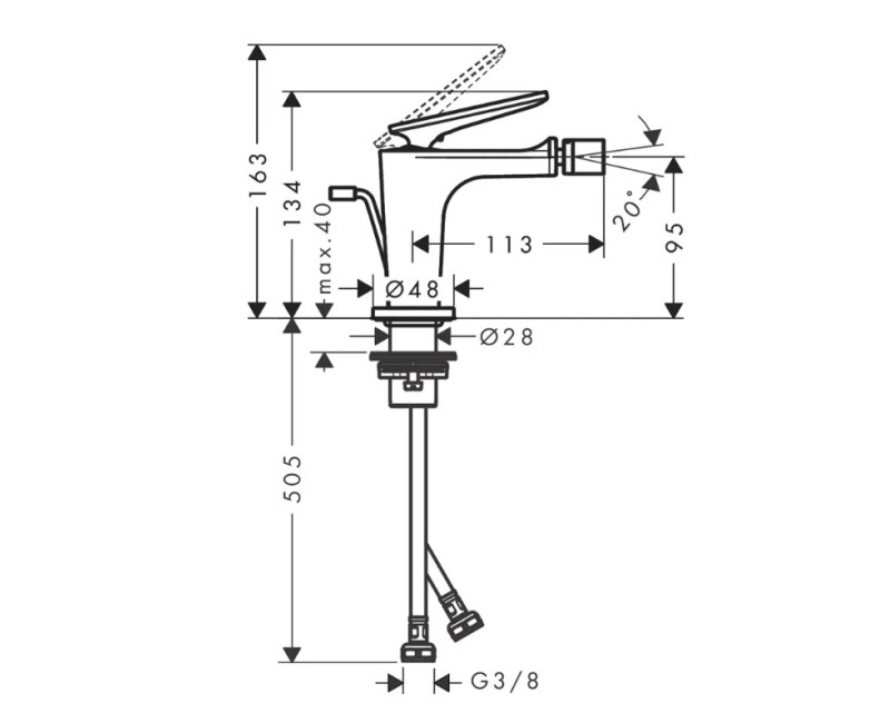 Bidē maisītājs AXOR Citterio C, birstēts niķelis 49211820