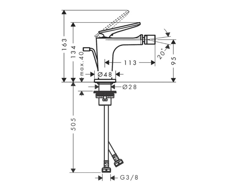 Bidē maisītājs AXOR Citterio C, hroms 49210000