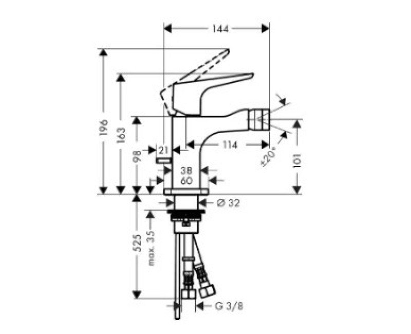 Bidē maisītājs AXOR Citterio E, hromēts 36121000