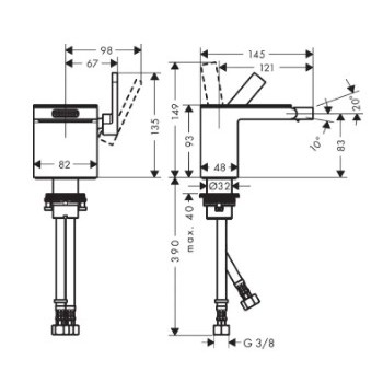 Bidē maisītājs AXOR MyEdition ar Push-Open snīpi, hroms/spoguļstikls 47210000