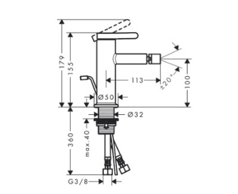Bidē maisītājs AXOR One, EcoSmart, hroms 48210000