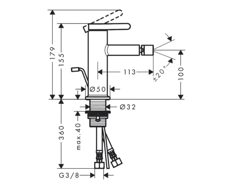 Bidē maisītājs AXOR One, EcoSmart, matēti balts 48210700