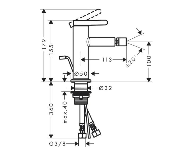 Bidē maisītājs AXOR One EcoSmart, pulēta bronza 48210140