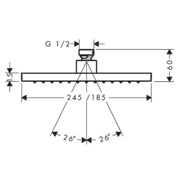 Dušas galva Axor 245/185, 1 strūkla, birstēts melns hroms 35373340