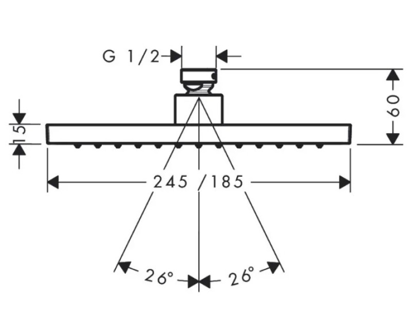 Dušas galva Axor 245/185, 1 strūkla, hroms 35373000
