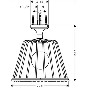 Dušas galva Axor LampShower, ar griestu pieslēgumu un Nendo dizainu, hroms 26032000