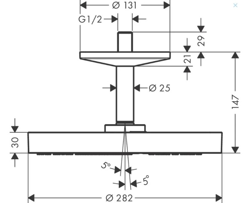 Dušas galva Axor One, diametrs 28 cm, hroms 48493000