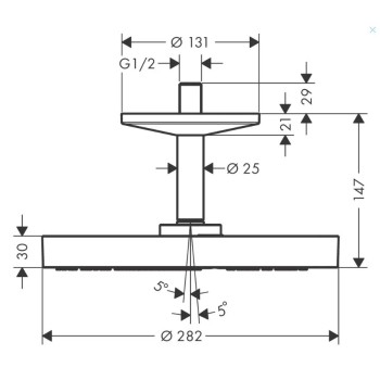 Dušas galva Axor One, diametrs 28 cm, pulēts melns hroms 48493340