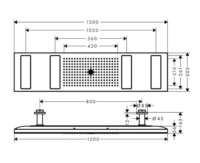 Dušas galva Axor ShowerSolutions, 120x30 cm, 4 plūsmas režīmi, LED apgaismojums, hroms 12427000