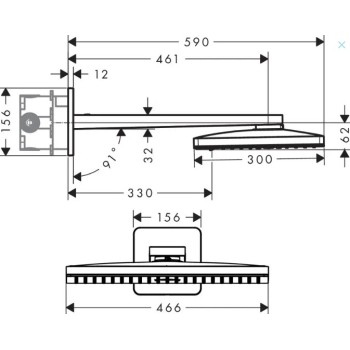 Dušas galva Axor ShowerSolutions 460/300, dušas roka 46 cm, 3 plūsmas veidi, hroms 35276000