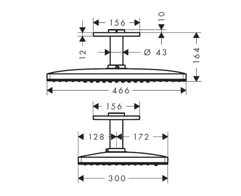 Dušas galva Axor ShowerSolutions, 47x30 cm, 2 plūsmas režīmi, hroms 35279000