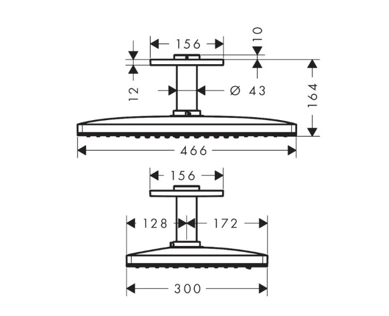 Dušas galva Axor ShowerSolutions, 47x30 cm, 2 plūsmas režīmi, hroms 35279000