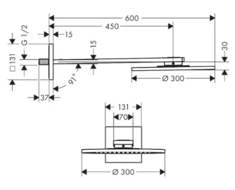Dušas galva Axor ShowerSolutions, diametrs 30 cm, pulēta bronza 35300140