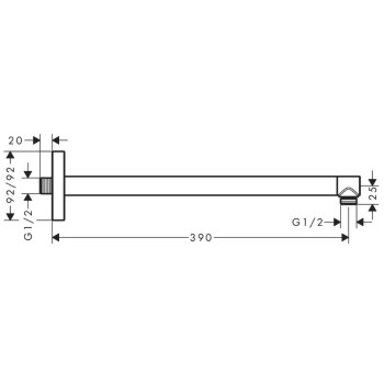 Dušas galvas turētājs Axor, 39 cm, matēti melna 26967670