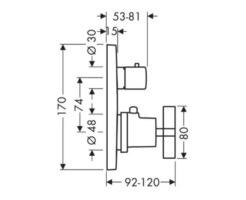 Dušas maisītājs AXOR Citterio iebūvējams ar termostatu ar noslēgvārstu, hroms