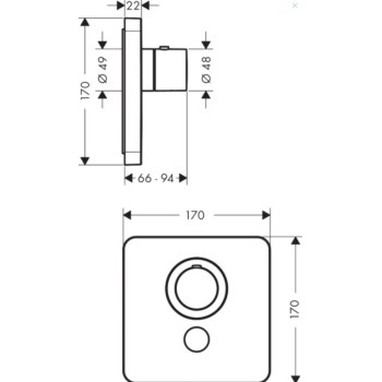 Dušas maisītājs AXOR ShowerSelect Highflow iebūvējamais termostats, papildu iztekai, hroms 36706000