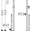 Dušas stienis AXOR 97 cm, ar dušas šļūteni, pulēts misiņš 48792950