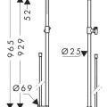 Dušas stienis AXOR One 97 cm ar dušas šļūteni, birstēts melns hroms 48792340