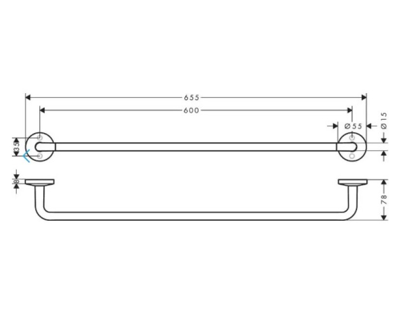 Dvieļu turētājs AXOR Universal Circular 60 cm, hroms 42860000