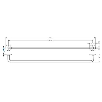 Dvieļu turētājs AXOR Universal Circular 80 cm, birstēts melns hroms 42880340