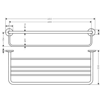 Dvieļu turētājs AXOR Universal Circular ar plauktu 60 cm, birstēta bronza 42843140