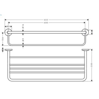 Rankšluosčių laikiklis AXOR Universal Circular su lentyna 60 cm, chromas 42843000