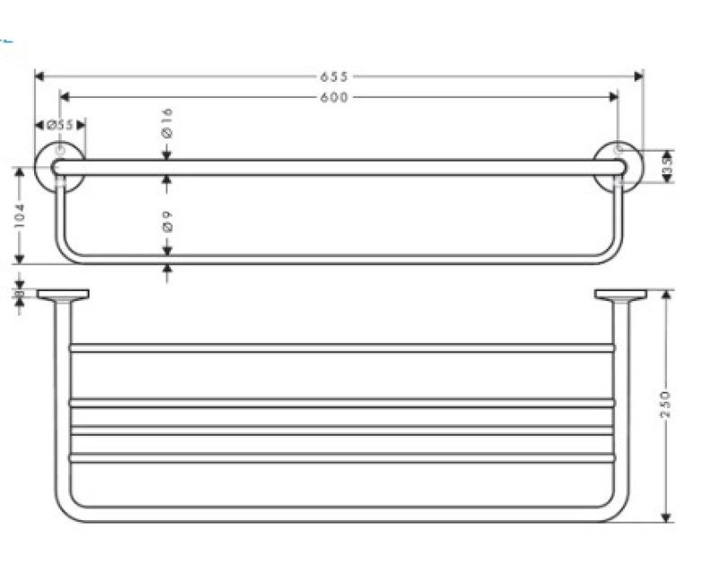 Dvieļu turētājs AXOR Universal Circular ar plauktu 60 cm, hroms 42843000