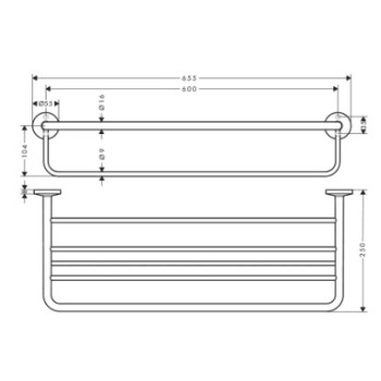 Dvieļu turētājs AXOR Universal Circular ar plauktu, garums 60 cm, birstēts melns hroms 42843340