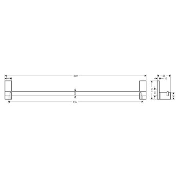 Dvieļu turētājs AXOR Universal Rectangular, garums 80 cm, hroms 42683000
