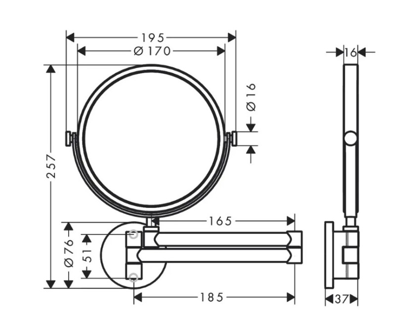 Kosmētikas spogulis Axor Universal Circular, birstēta bronza 42849140