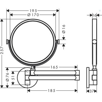 Kosmētikas spogulis Axor Universal Circular, matēti melns 42849670