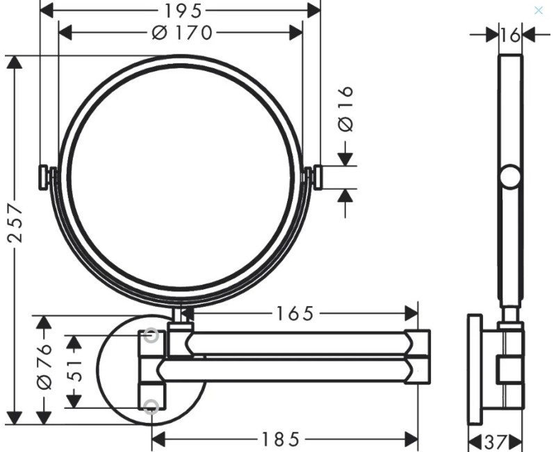 Kosmētikas spogulis Axor Universal Circular, matēti melns 42849670