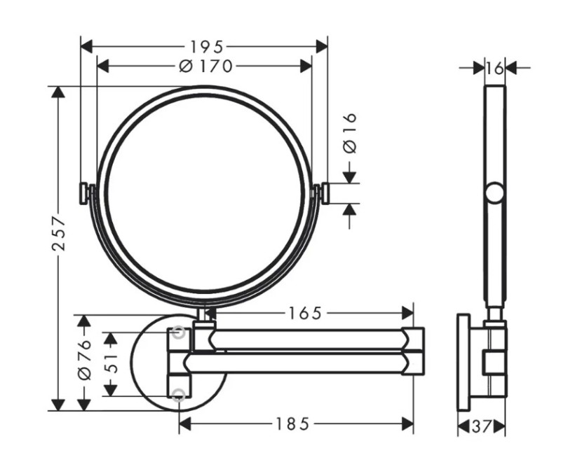 Kosmētikas spogulis Axor Universal Circular pulēts zelts 42849990
