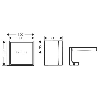 Kosmētikas spogulis Axor Universal Rectangular, hroms 42649000