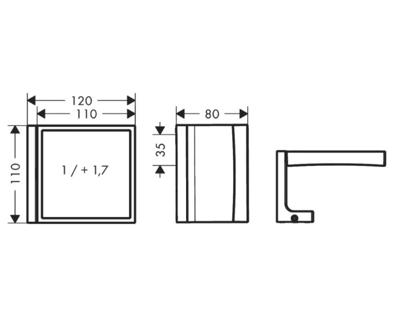 Kosmētikas spogulis Axor Universal Rectangular, hroms 42649000