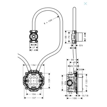 Maisītāja iebūvējamā daļa Axor Elektroniska, izlietnes maisītājam,  16180180