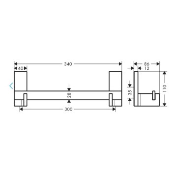 Axor Universal Rectangular rankena, 30 cm ilgio, chromas 42613000