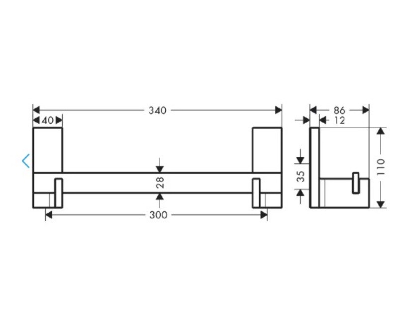 Rokturis Axor Universal Rectangular, garums 30 cm, hroms 42613000