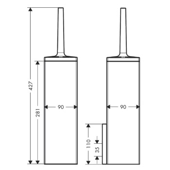Tualates Birste AXOR Universal Rectangular ar turētāju, hroms 42655000
