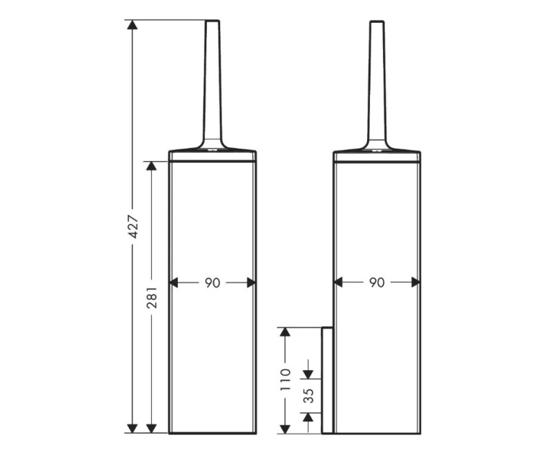Tualates Birste AXOR Universal Rectangular ar turētāju, hroms 42655000