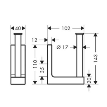 Tualetes papīra turētājs Axor Universal Rectangular hroms 42654000
