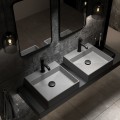 Vannas istabas izlietne Deante CORREO granīta uz virsmas GREY METALLIC, 400x400mm Pelēka