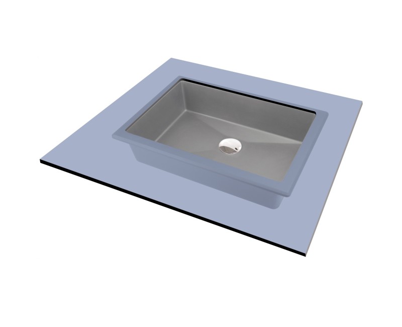 Vannas istabas izlietne Deante CORREO granīta uz virsmas (Iegriežama) GREY METALLIC, 500x350mm Pelēka