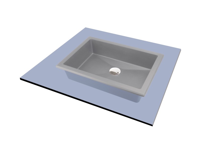 Vannas istabas izlietne Deante CORREO granīta uz virsmas (Iegriežama) GREY METALLIC, 500x350mm Pelēka