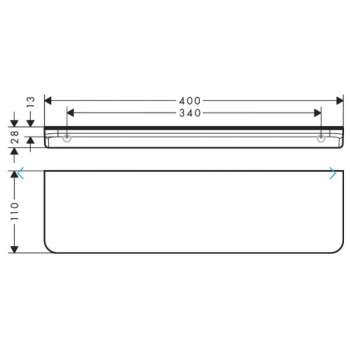 Vannas istabas plaukts Axor Universal Circular, garums 40 cm, hroms 42844000